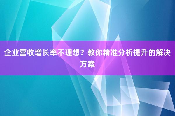 企业营收增长率不理想?教你精准分析提升的解决方案