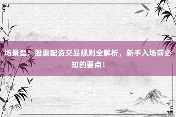 场景型：股票配资交易规则全解析，新手入场前必知的要点！