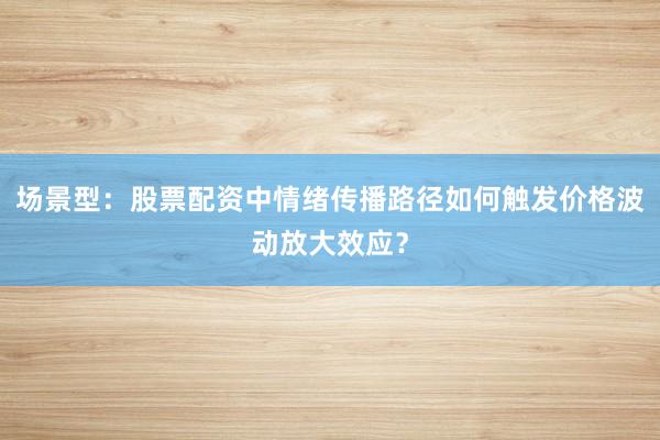 场景型：股票配资中情绪传播路径如何触发价格波动放大效应？
