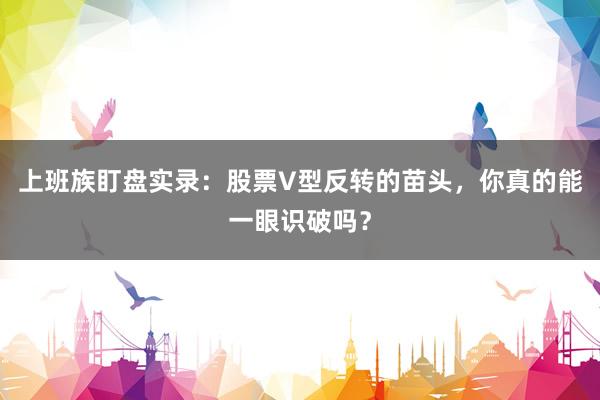 上班族盯盘实录:股票V型反转的苗头,你真的能一眼识破吗?