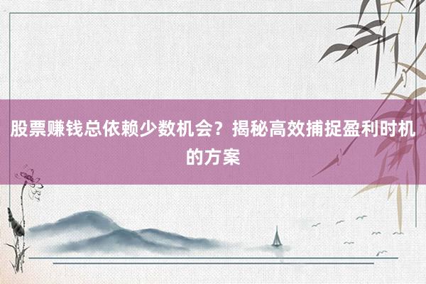 股票赚钱总依赖少数机会？揭秘高效捕捉盈利时机的方案