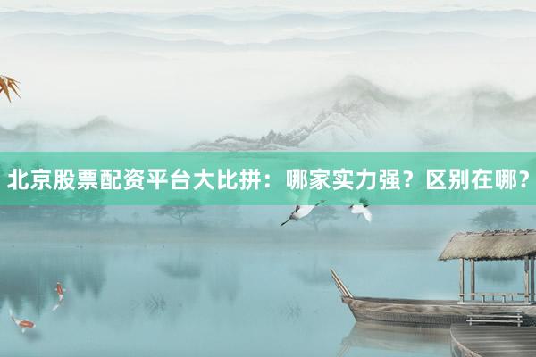 北京股票配资平台大比拼：哪家实力强？区别在哪？