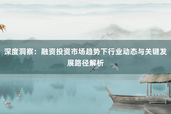 深度洞察：融资投资市场趋势下行业动态与关键发展路径解析