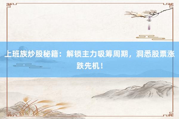 上班族炒股秘籍：解锁主力吸筹周期，洞悉股票涨跌先机！