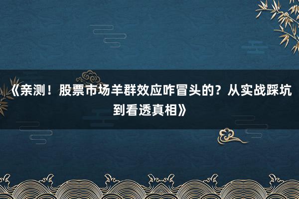 《亲测！股票市场羊群效应咋冒头的？从实战踩坑到看透真相》