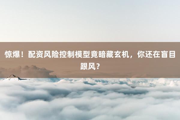 惊爆！配资风险控制模型竟暗藏玄机，你还在盲目跟风？