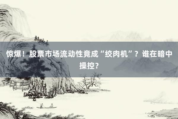 惊爆！股票市场流动性竟成“绞肉机”？谁在暗中操控？