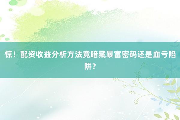 惊！配资收益分析方法竟暗藏暴富密码还是血亏陷阱？