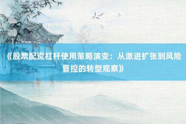 《股票配资杠杆使用策略演变：从激进扩张到风险管控的转型观察》