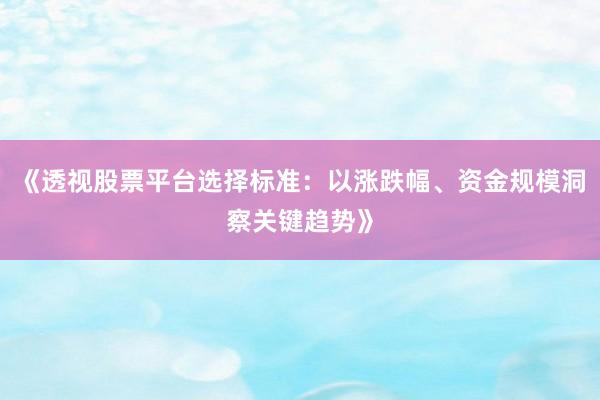 《透视股票平台选择标准：以涨跌幅、资金规模洞察关键趋势》
