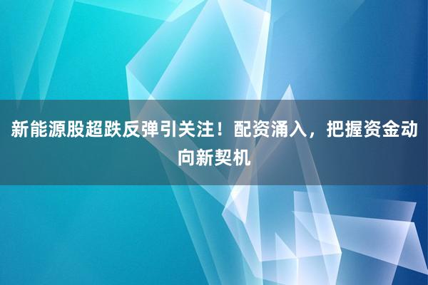 新能源股超跌反弹引关注！配资涌入，把握资金动向新契机