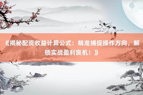 《揭秘配资收益计算公式：精准捕捉操作方向，解锁实战盈利良机！》