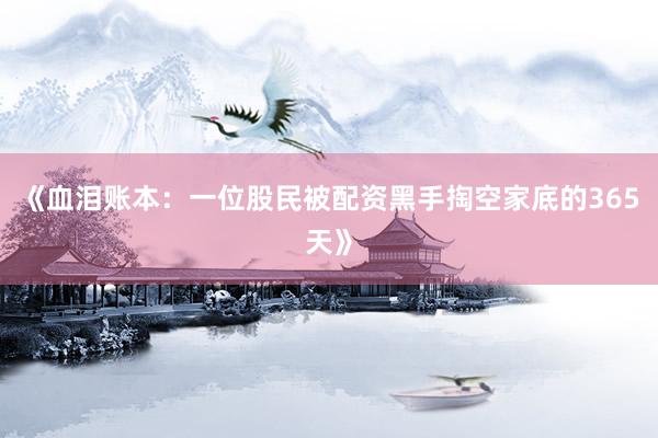 《血泪账本：一位股民被配资黑手掏空家底的365天》