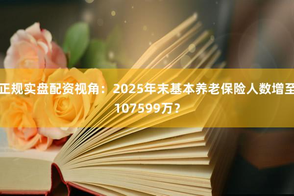 正规实盘配资视角：2025年末基本养老保险人数增至107599万？