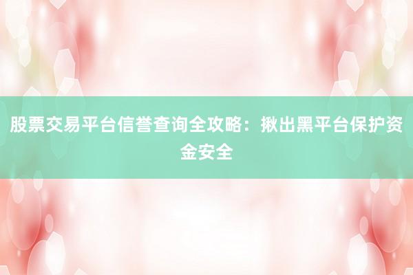 股票交易平台信誉查询全攻略：揪出黑平台保护资金安全