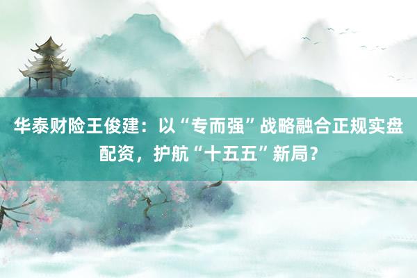 华泰财险王俊建：以“专而强”战略融合正规实盘配资，护航“十五五”新局？