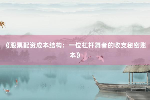 《股票配资成本结构：一位杠杆舞者的收支秘密账本》