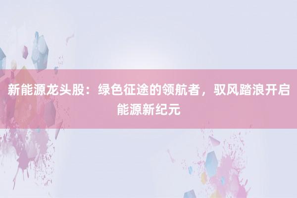新能源龙头股：绿色征途的领航者，驭风踏浪开启能源新纪元